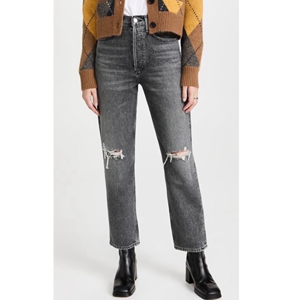 Agolde 90s distressed gray denim Jean 27 4 button fly